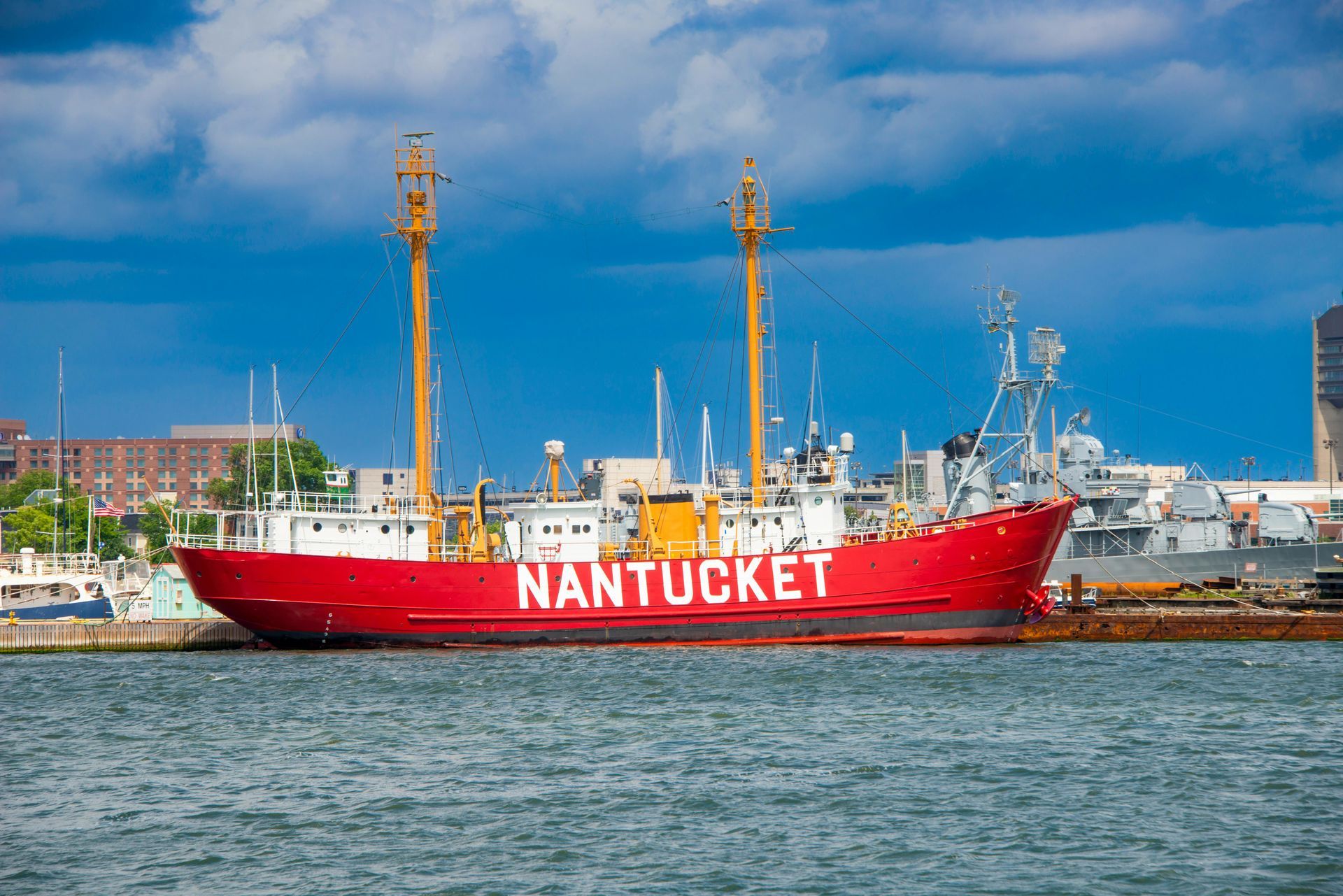A red lightship with the word