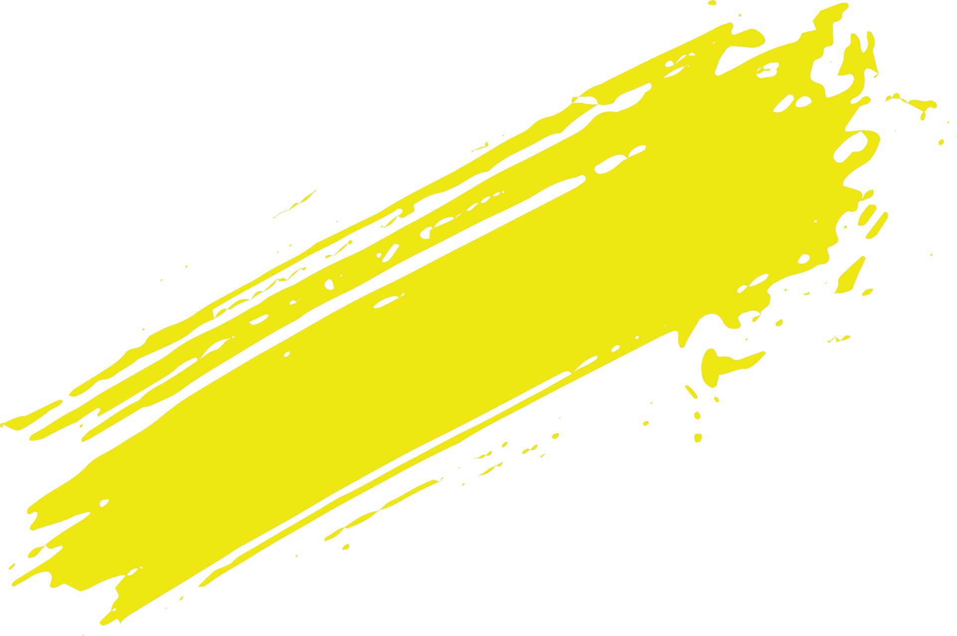 Diagonale gele verfstreek met gestructureerde randen op een witte achtergrond.