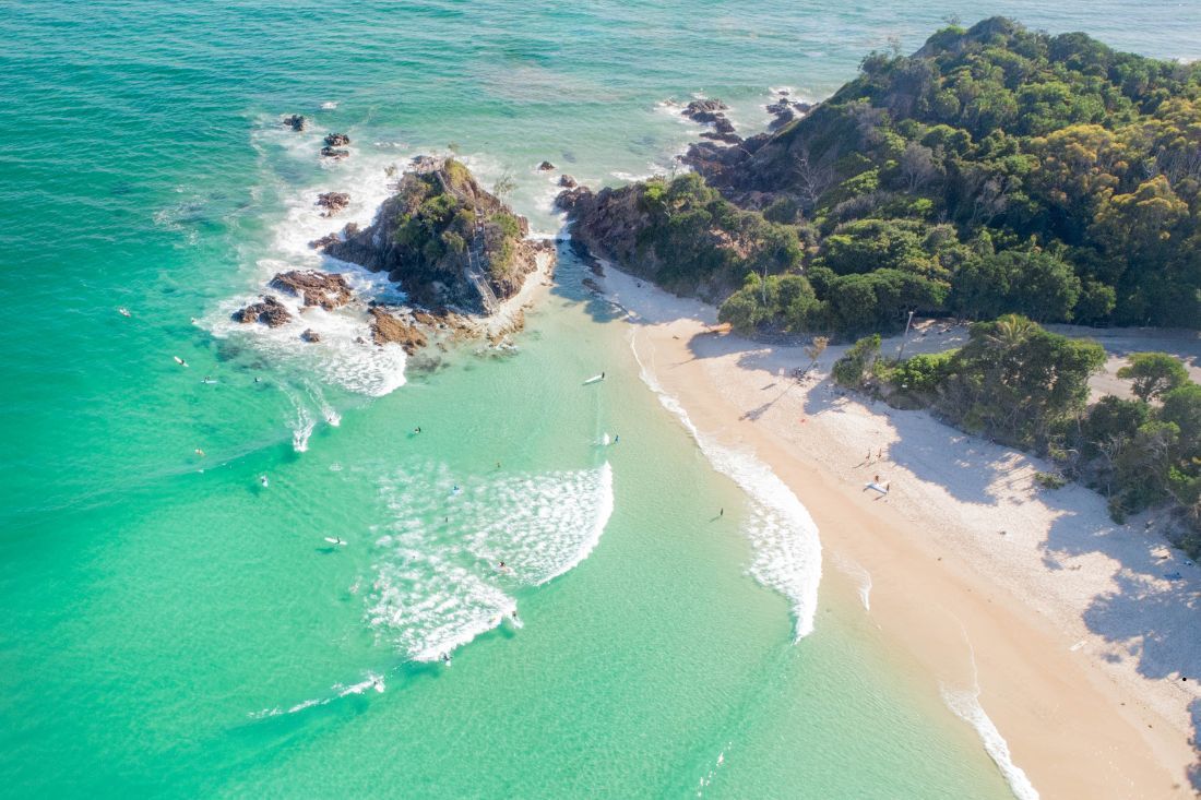 An Aerial View Of A Beach With Waves — MoneySmith Group In Kingscliff, NSW