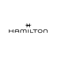 Logo del marchio di orologi Hamilton con stella sopra il testo.