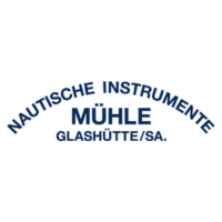 Logo per gli orologi Mühle Glashütte, con testo blu su sfondo bianco.