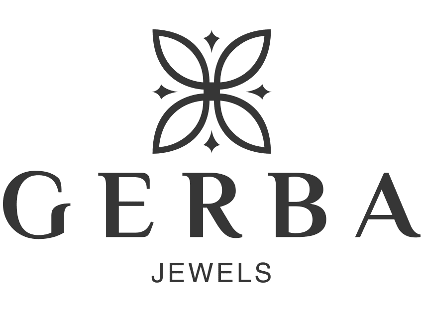 Logo per Gerba Jewels, caratterizzato da un disegno floreale sopra il nome del marchio e dalla parola
