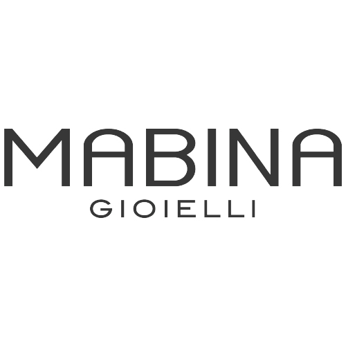Logo per il marchio di gioielli Mabina Gioielli. Testo in nero.