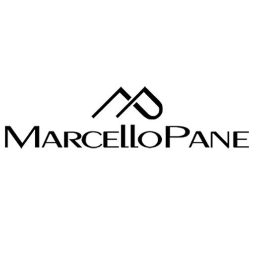 Logo per Marcello Pane: testo e simbolo neri su sfondo bianco.