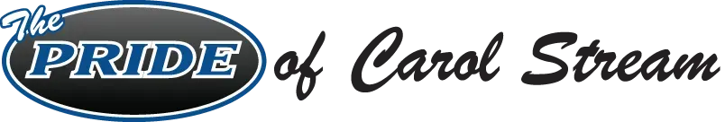 A logo for the pride of carol stream is shown on a white background.