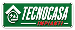 Logo di Tecnocasa Impianti su sfondo verde con icona di una casa bianca e testo rosso.
