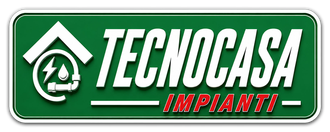 Logo di Tecnocasa Impianti su sfondo verde con icona di una casa bianca e testo rosso.