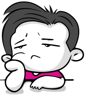 a cartoon of a boy with a sad look on his face .