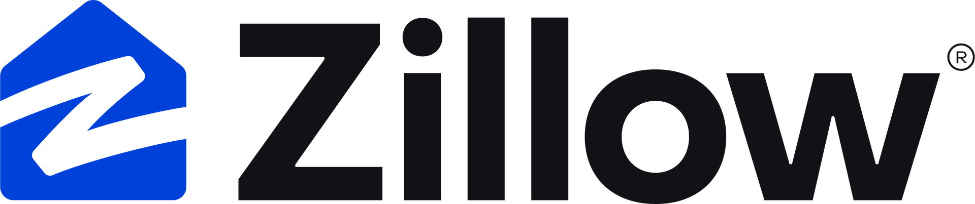 Zillow logo: blue house icon with a white
