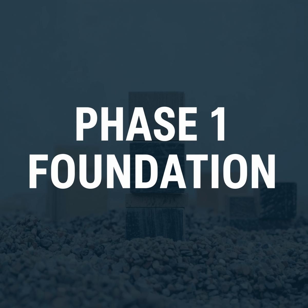 Phase 1 Foundation text over a dark blue background with a faint construction scene