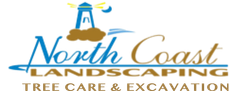 The logo for north coast landscaping tree care and excavation