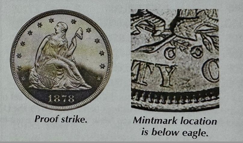 Coin comparison: proof strike on left, mintmark on right shown below eagle.
