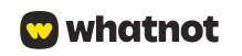 Whatnot logo in black text with a yellow heart-shaped icon on a white background