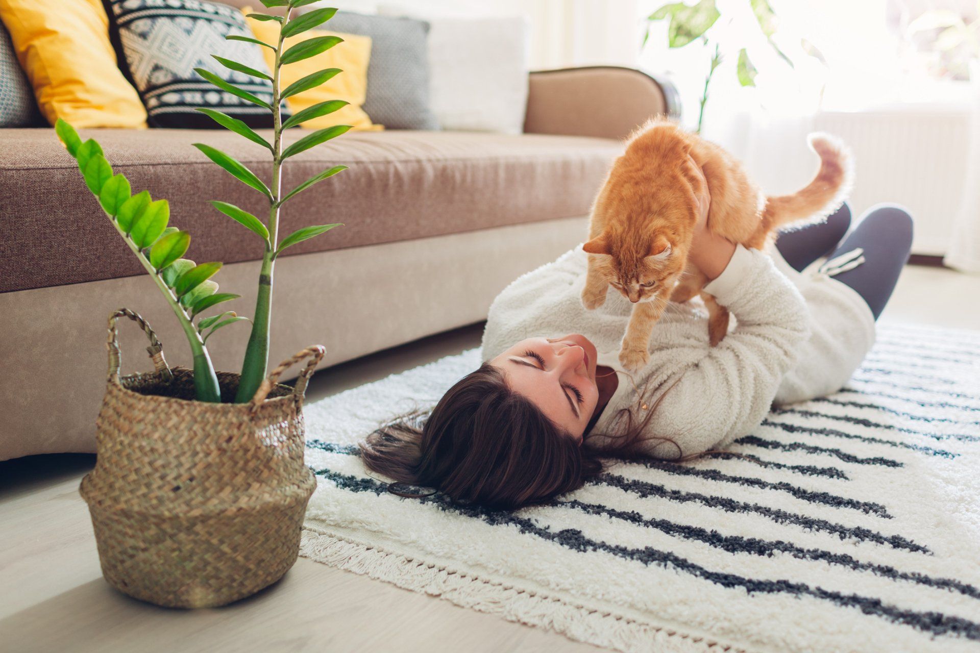 Woman holding cat