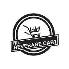 Black-and-white logo of a shopping cart with the text “The Beverage Cart” across it