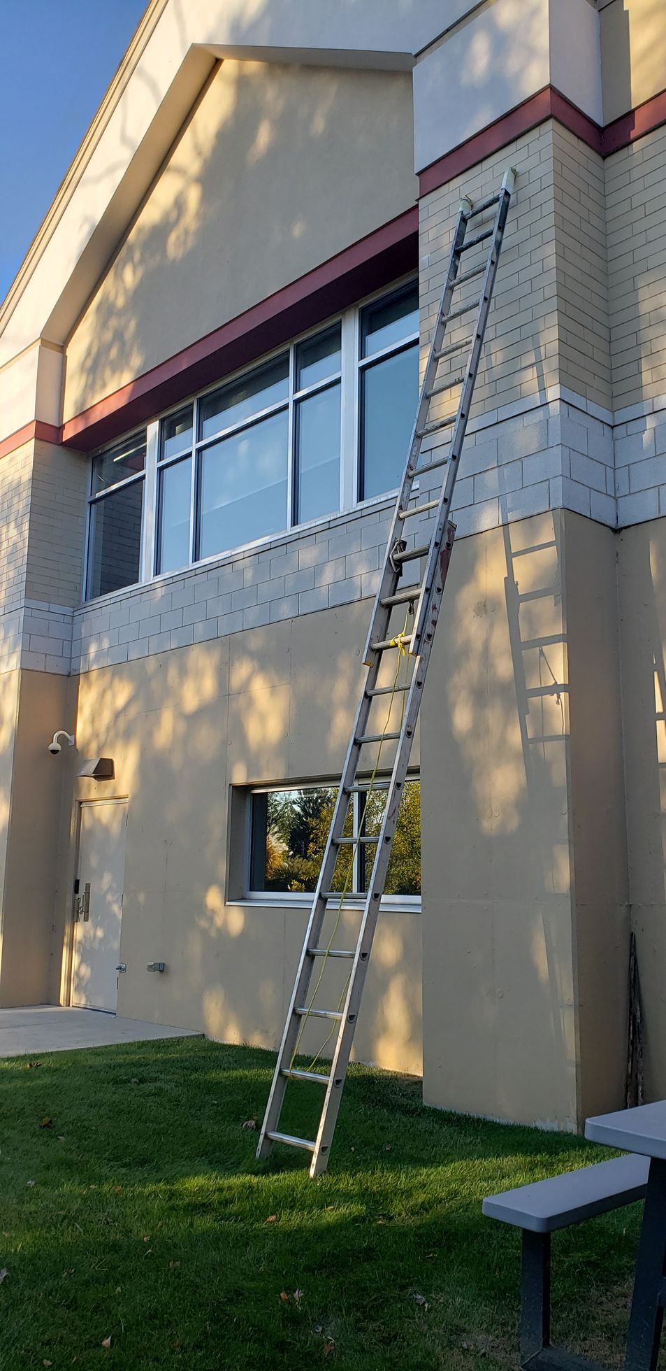 A tall building with a lot of windows is being built.