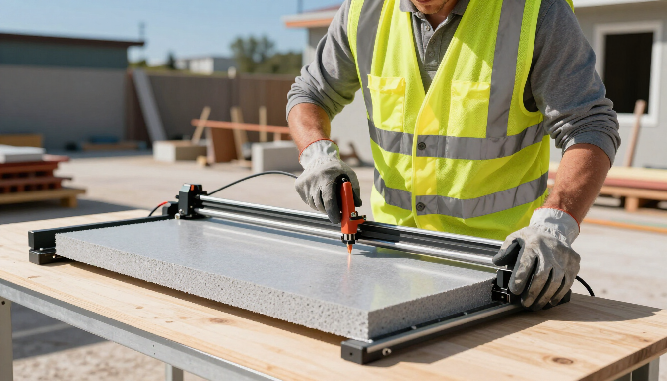 Ouvrier utilisant une table de découpe au fil chaud EDMA