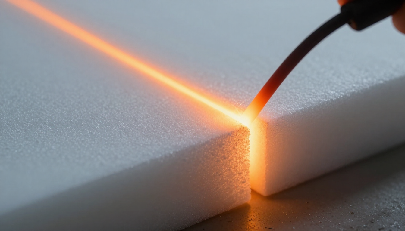 Détail technique d'une découpe parfaite sur polystyrène