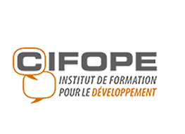 CIFOPE logo: gray text, orange speech bubbles,