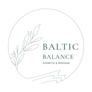 Baltic Balance logo with stylized beige wheat and blue waves on a white background