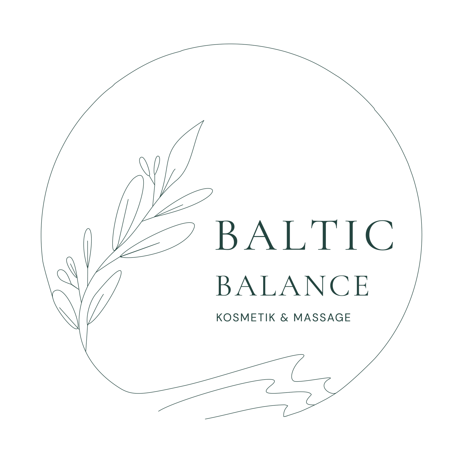 Baltic Balance logo with stylized beige wheat and blue waves on a white background
