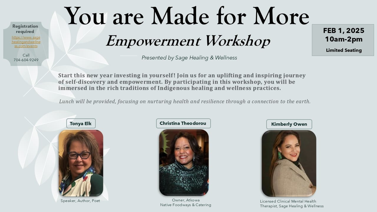 A poster that says you are made for more empowerment workshop