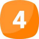 The number four is on an orange square.