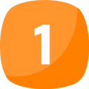 An orange icon with the number one on it.