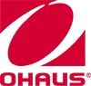 A red and white logo for a company called ohaus.