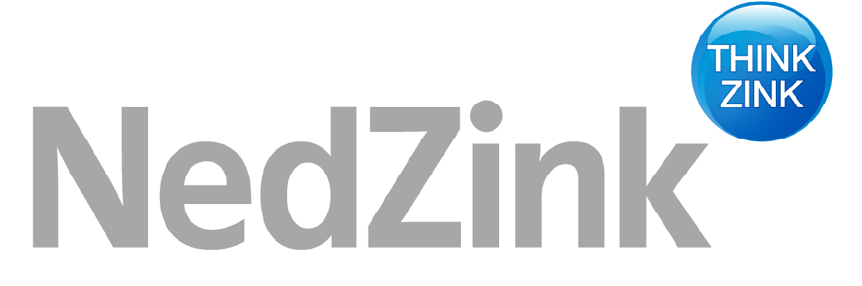 NedZink logo with a blue orb that says