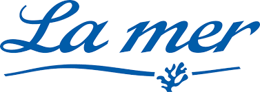 Ein blau-weißes Logo für La Mer mit einem Anker.