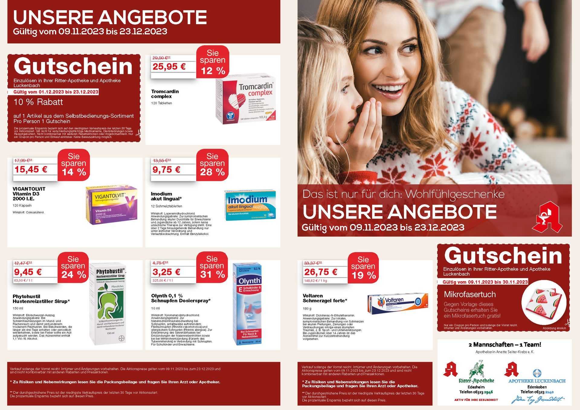 Eine Frau und ein Kind flüstern sich gegenseitig ins Ohr.