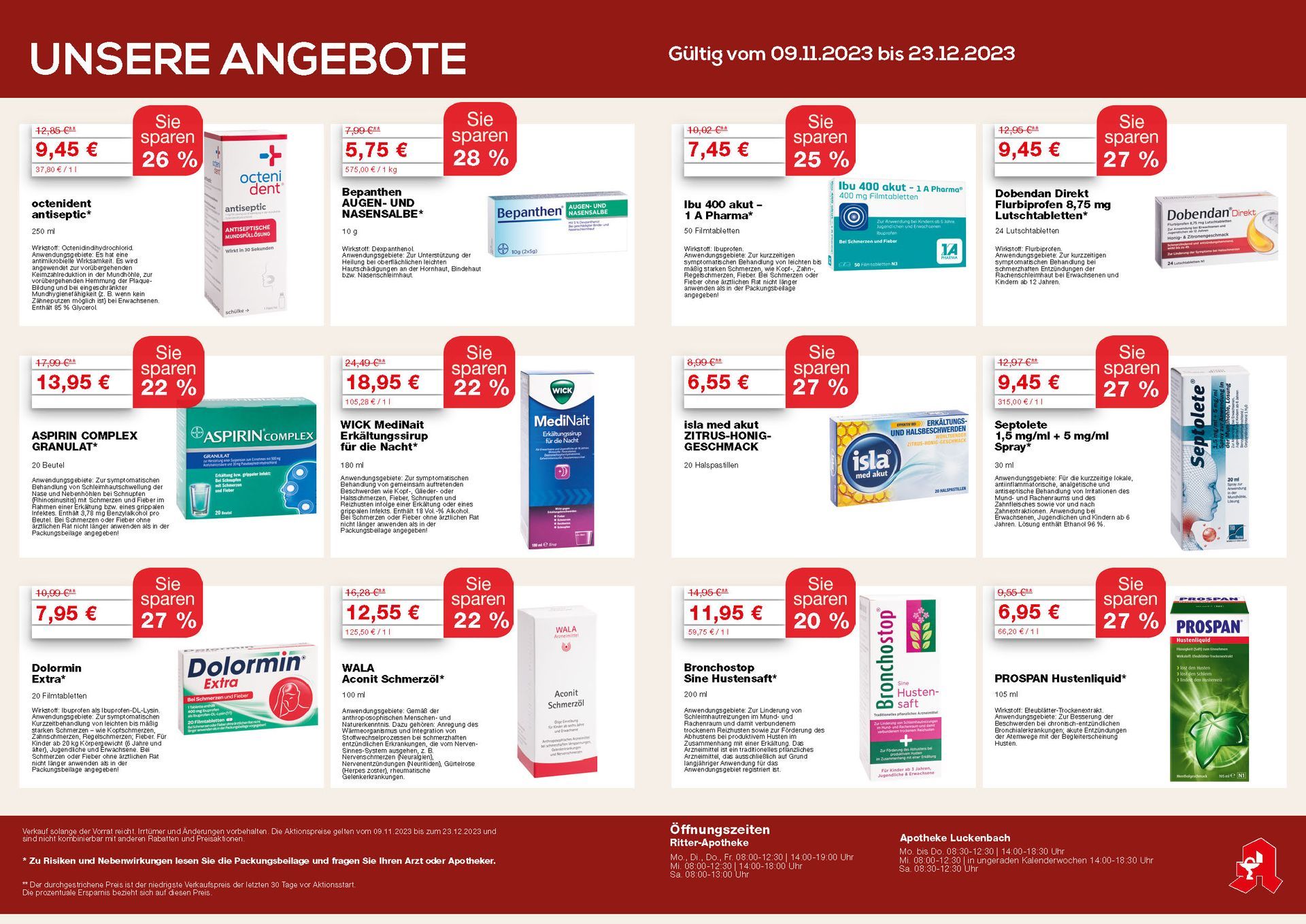 Ein Flyer für unsere Angebote zeigt eine Vielzahl von Produkten