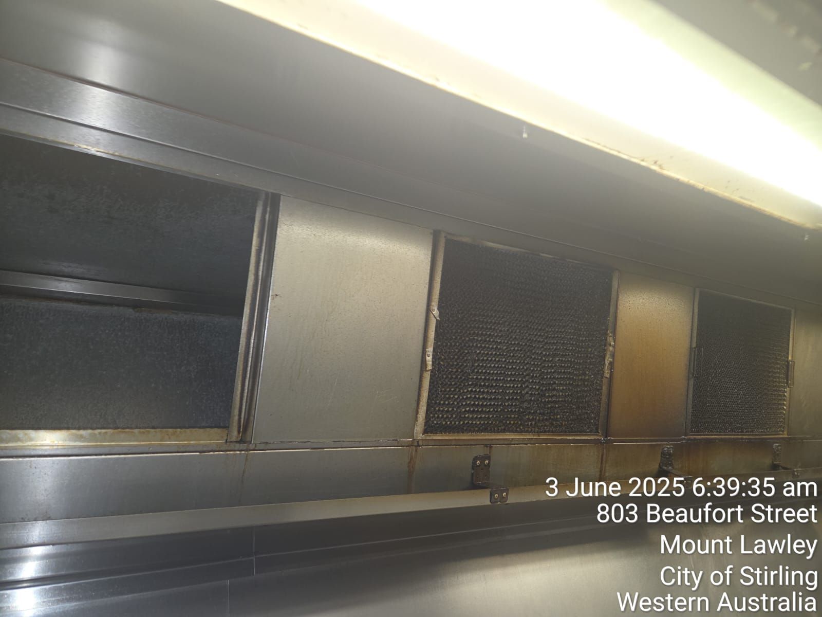 Before commercial kitchen exhaust hood system cleaning