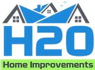 H20 Home Improvements logo with blue house roof icon and green text on white background