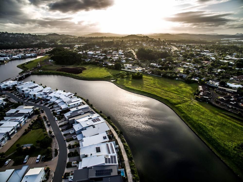 An Aerial View of a City With a Lake in the Middle — Docs Mobile Tyre Service In Buderim, QLD