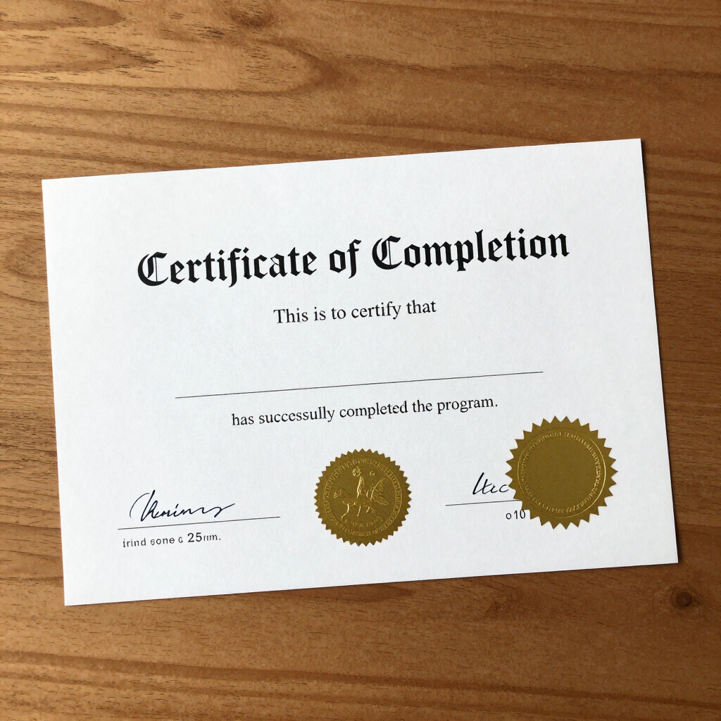 Certificate of completion