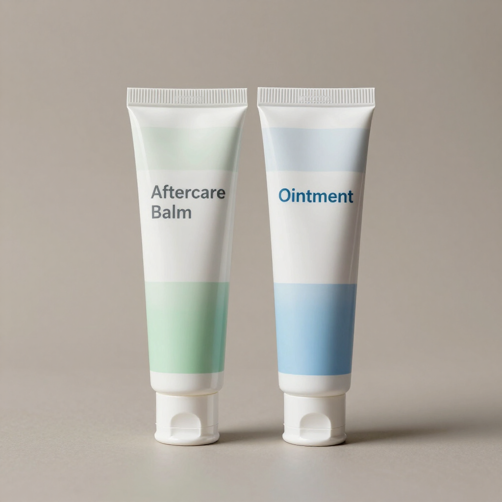 Set of aftercare balm and ointment tubes