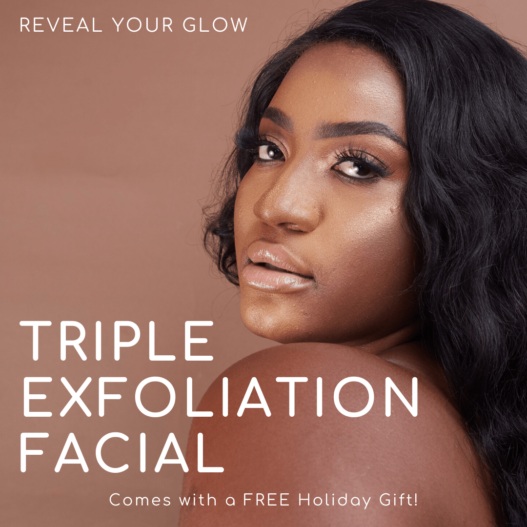 An ad for a triple exfoliation facial with a free holiday gift