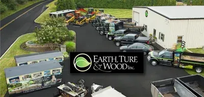 An aerial view of a company called earth turf and wood