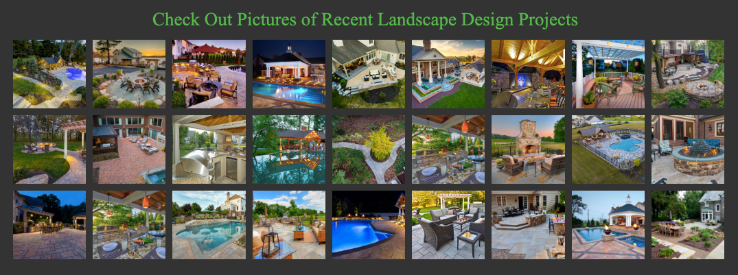 A collage of pictures of a swimming pool and patio.