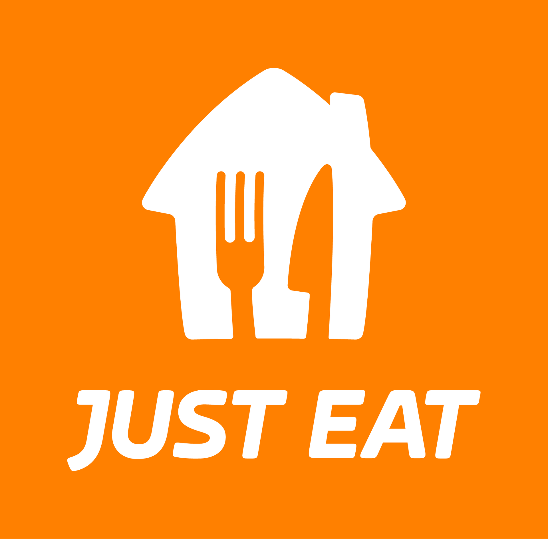 Un logo per un servizio di consegna di cibo chiamato just eat