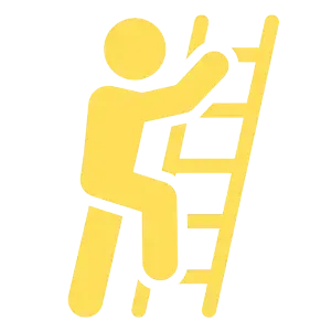 Yellow icon of a person climbing a ladder