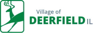 Village of Deerfield, Illinois logo in green with deer silhouette and tree icon