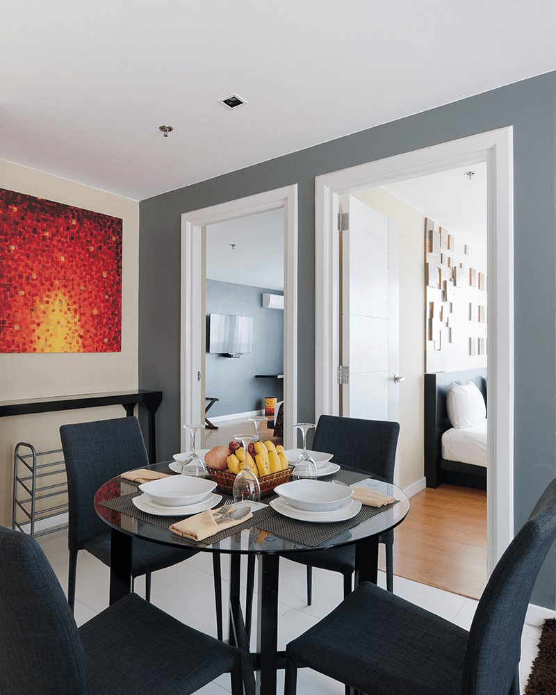 Two Bedroom Penthouse featuring dining area and view of connected bedrooms, perfect for events near Greenbelt.