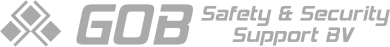 Het logo van GOB Safety & Security Supplies in grijs, met diamantpictogram en bedrijfsnaam.