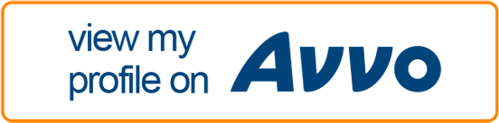View my profile on Avvo. Orange button with blue text.