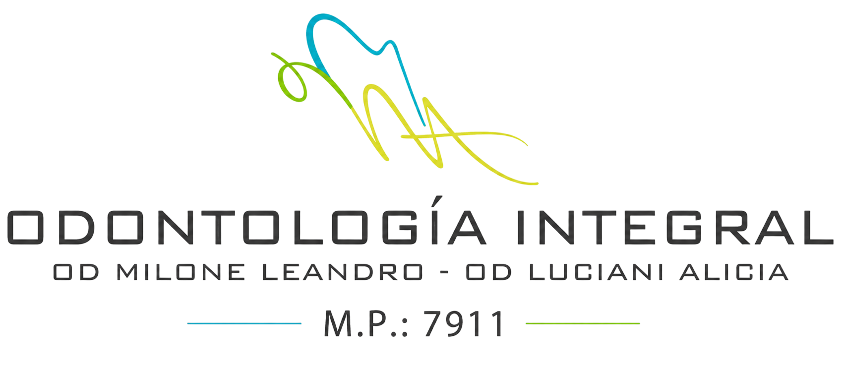 Logotipo de DH Odontología con icono de diente estilizado y lema “Implantes estética dental” en color verde azulado y gris.