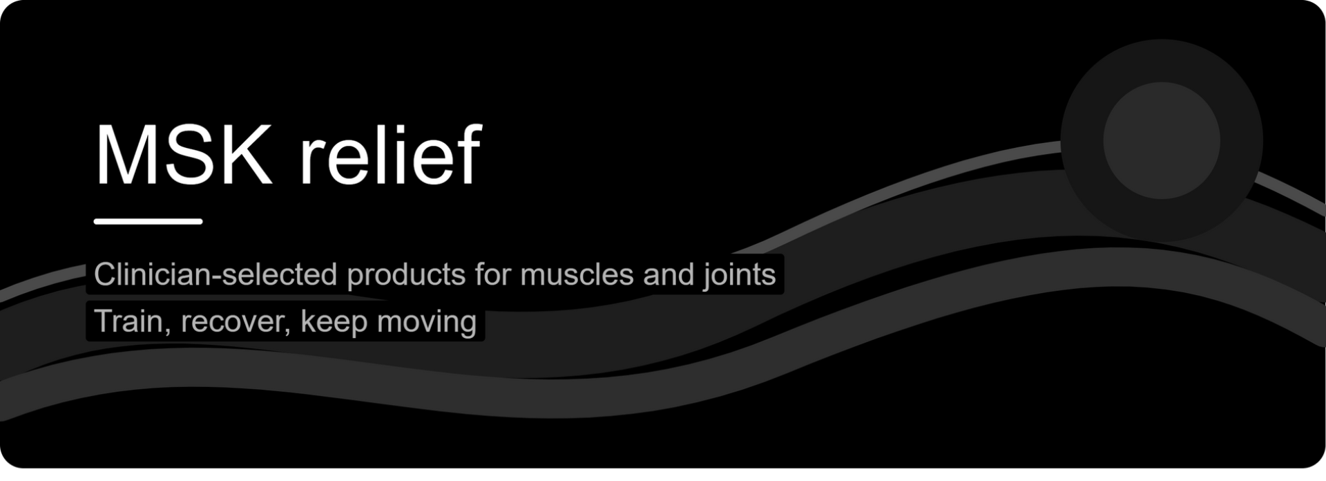 MSK relief banner with dark wave background and white text about chiropractic care for muscle and joints.