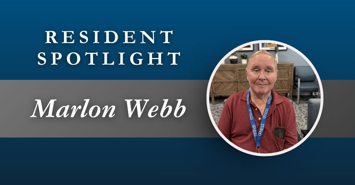 Resident spotlight banner featuring Marlon Webb in a circular portrait on a blue background.
